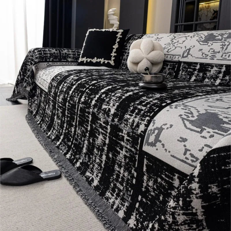 쿠션 커버 Sofa Covers Chenille Sofa Mats Throw Blankets Mats 2025 All-season Camping Picnic Blanket Color Block Sofa Cover Mats